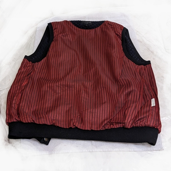 Vintage Wool Navy/Black V-neck Vest, Silky Lined, Buttons, Pockets, L - Picture 10 of 11